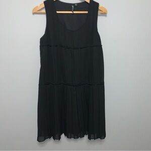 Milano Black Sleeveless Pleated Tiered Midi Dress